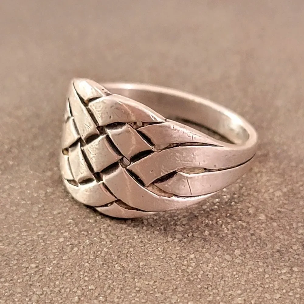 Retired James Avery Sterling Wide Woven Ring